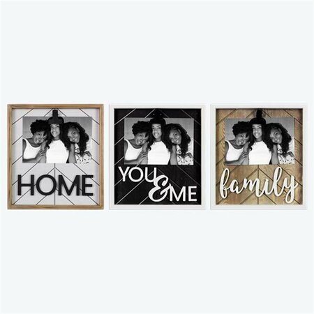 YOUNGS 4 x 6 in. Wood Framed Photo Clip with 3D Typography, Black, White & Natural 21349